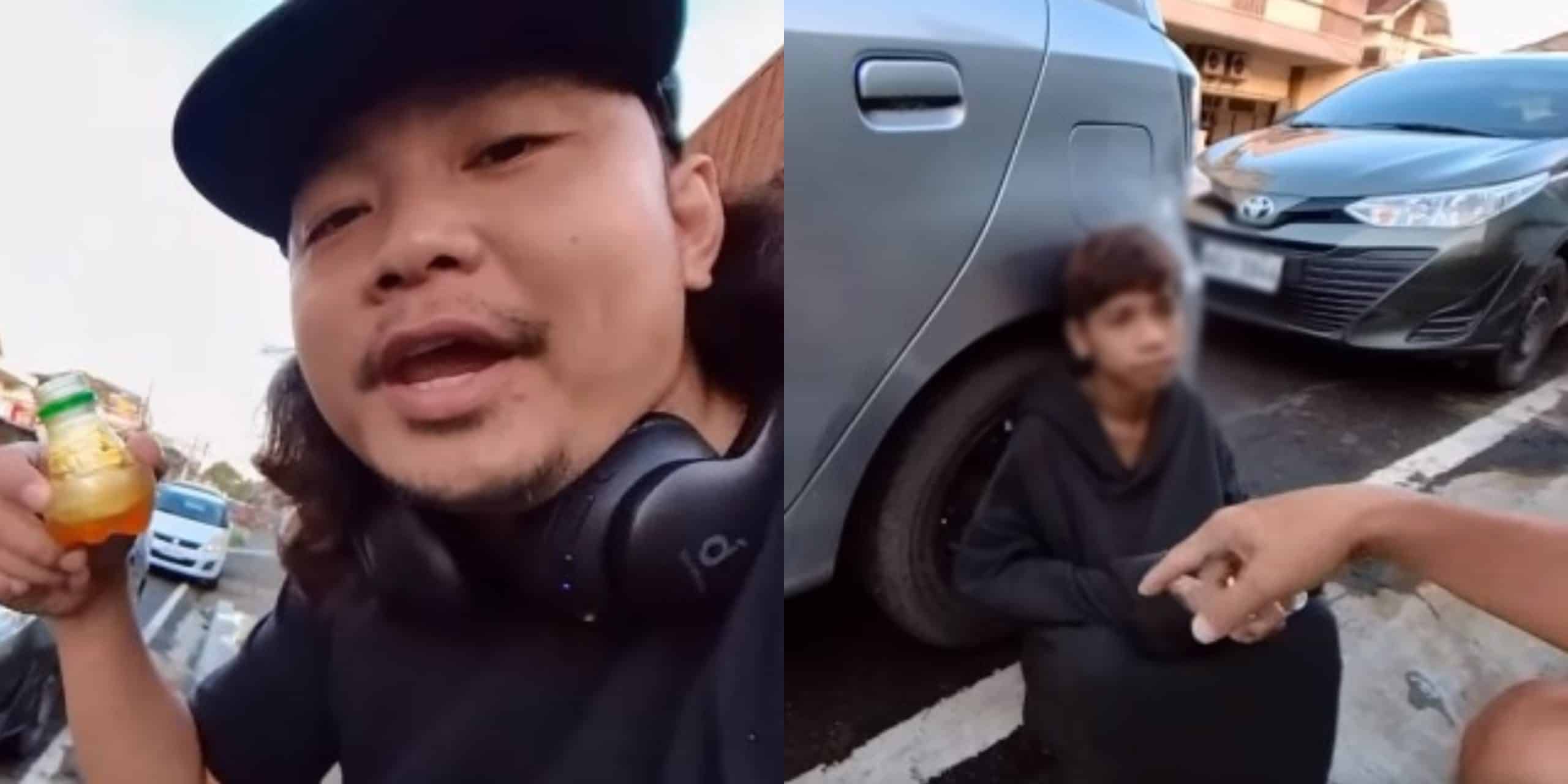 Content creator convinces a ‘rugby boy’ to throw the solvent and stop