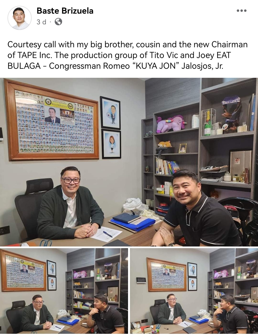 Congressman Romeo Jalosjos Jr. is now the new chairman of TAPE Inc